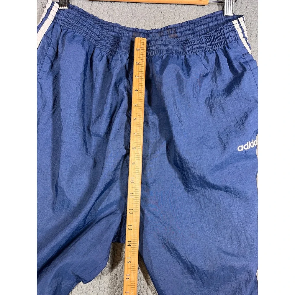 Adidas Vintage Mens Nylon Track Pants XL Blue White Stripe Windbreaker Joggers - Picture 14 of 16